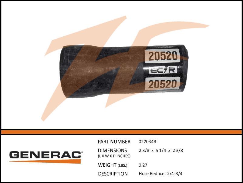 Generac 022034B Hose REDUCER 2X1-3/4 Product is OBSOLETE