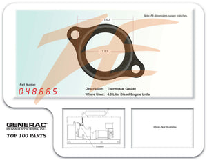 Generac G048665 Gasket Thermostat Dropshipped from Manufacturer