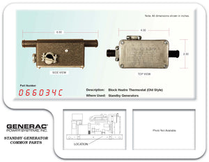 Generac 066034C Thermostat Engine HEAT Product is OBSOLETE Dropshipped from Manufacturer