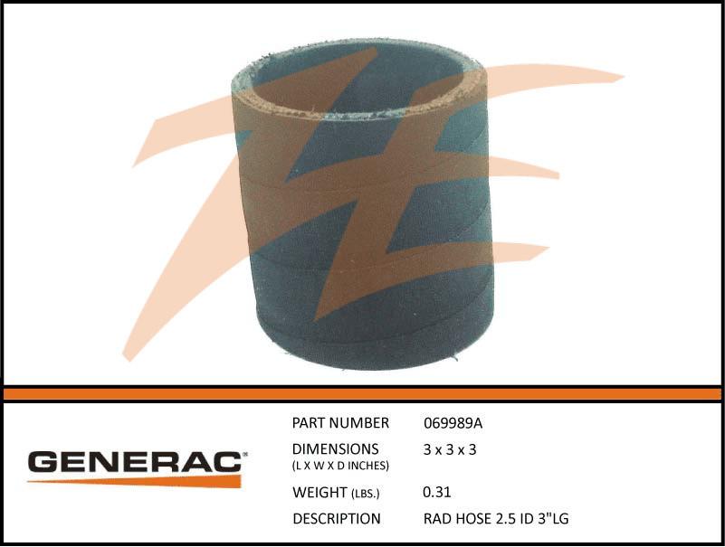 Generac 069989A RAD Hose 2.5 ID 3LG Dropshipped from Manufacturer