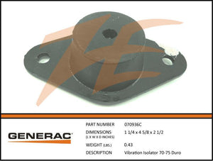 Generac 070936C VIBRATION ISOLATOR 70-75 DURO Product is OBSOLETE Dropshipped from Manufacturer