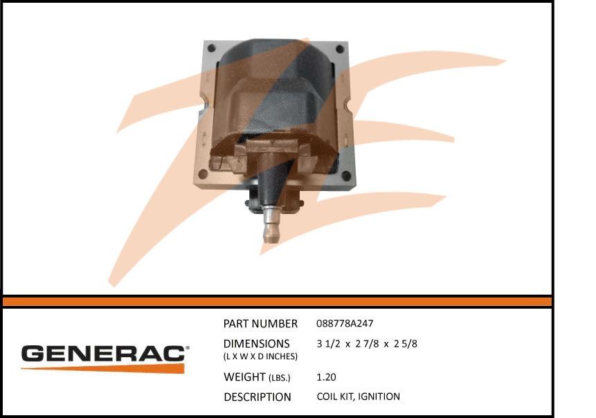 Generac 088778A247 Coil KIT, Ignition Product is OBSOLETE Dropshipped from Manufacturer