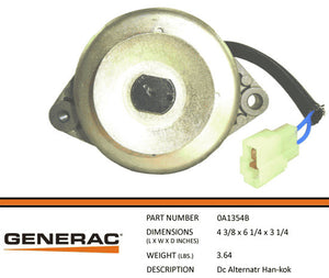 Generac 0A1354B DC ALTERNATR HAN-KOK Product is OBSOLETE Dropshipped from Manufacturer