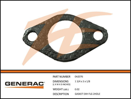 Generac 0A2076 Gasket Exhaust FLG 2HOLE Dropshipped from Manufacturer