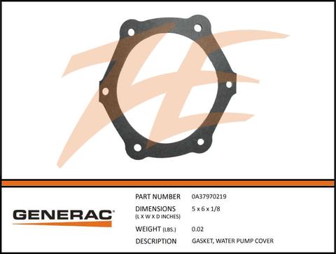 Generac 0A37970219 Gasket Water PUMP Cover Dropshipped from Manufacturer