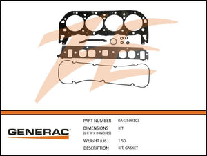 Generac 0A43500103 KIT Gasket Product is OBSOLETE Dropshipped from Manufacturer
