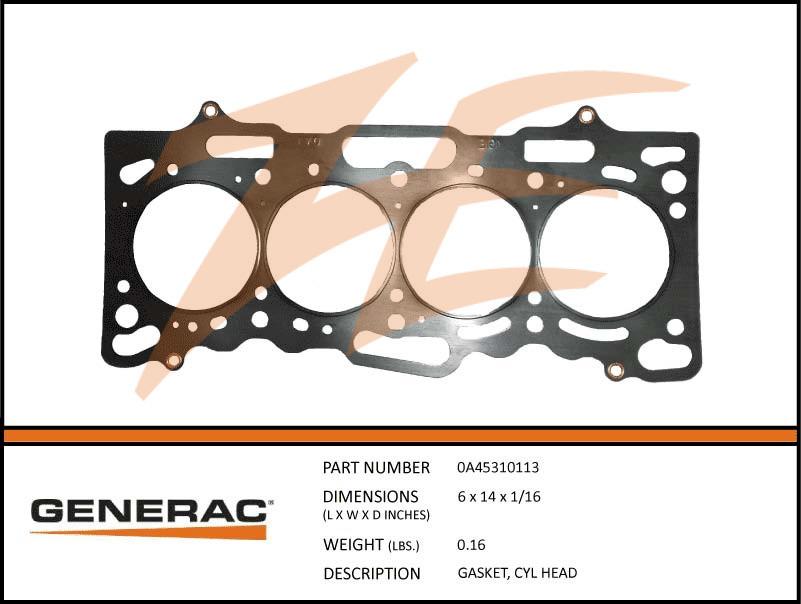 Generac 0A45310113 Gasket CYL HEAD Product is OBSOLETE Dropshipped from Manufacturer