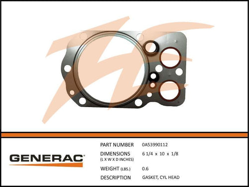Generac 0A53990112 Cylinder Head Gasket Product is OBSOLETE Dropshipped from Manufacturer