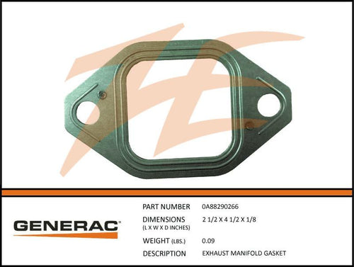Generac 0A88290266 Exhaust Manifold Gasket Product is OBSOLETE Dropshipped from Manufacturer