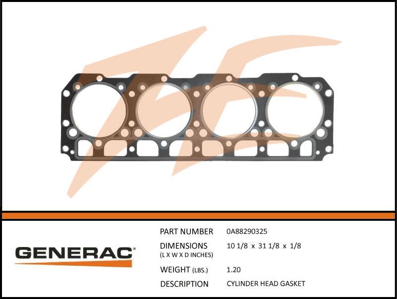Generac 0A88290325 CYLINDER HEAD Gasket Product is OBSOLETE Dropshipped from Manufacturer