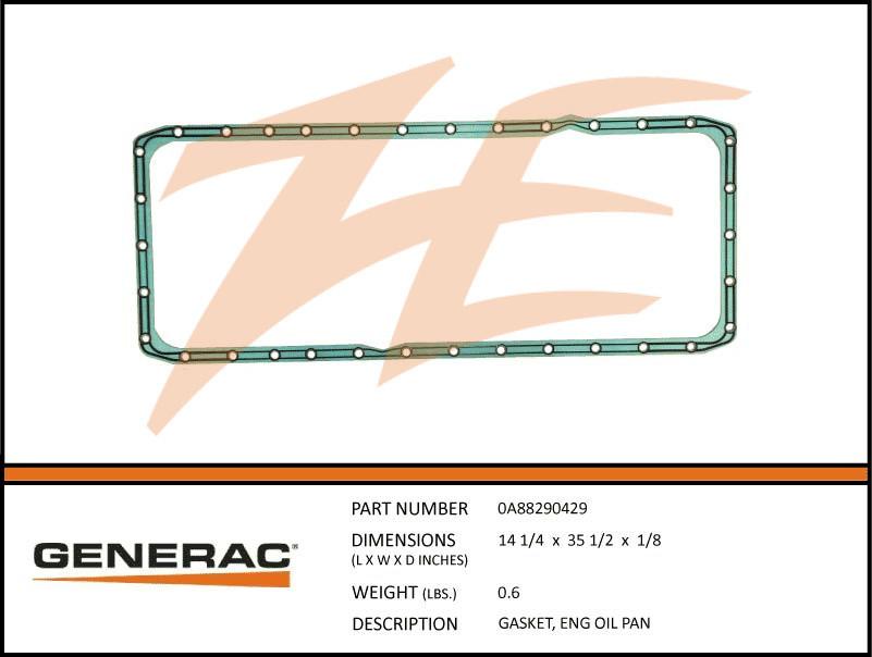 Generac 0A88290429 Gasket, Engine Oil PAN Product is OBSOLETE Dropshipped from Manufacturer
