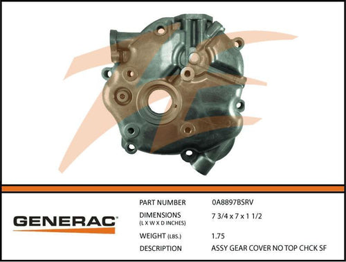 Generac 0A8897BSRV Assembly Gear Cover Product is OBSOLETE Dropshipped from Manufacturer