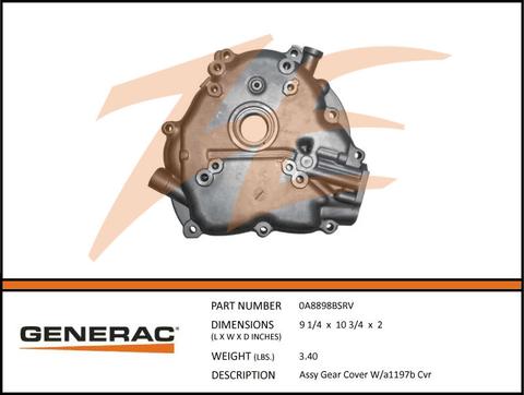 Generac 0A8898BSRV Assembly Gear Cover w/ 0A1197B Cover Product is OBSOLETE Dropshipped from Manufacturer