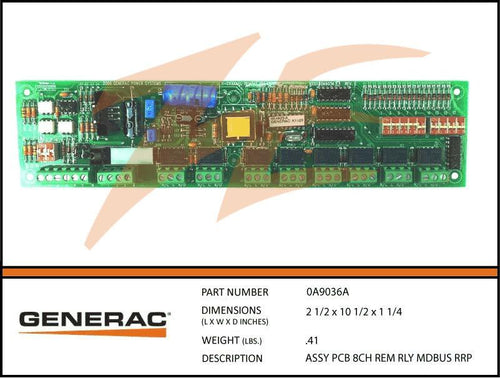 Generac 0A9036A Assembly PCB 8Ch Remote Relay Modbus RRP Product is OBSOLETE Dropshipped from Manufacturer