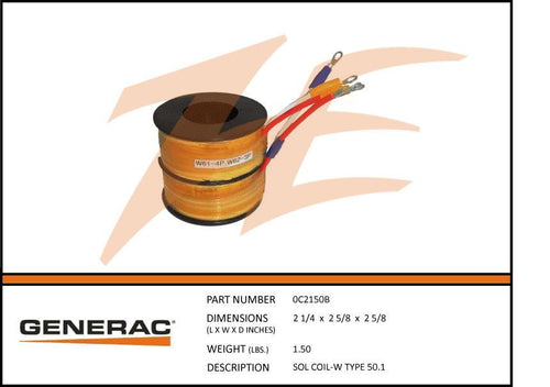 Generac 0C2150B Solenoid Coil W Type Switch Product is OBSOLETE Dropshipped from Manufacturer