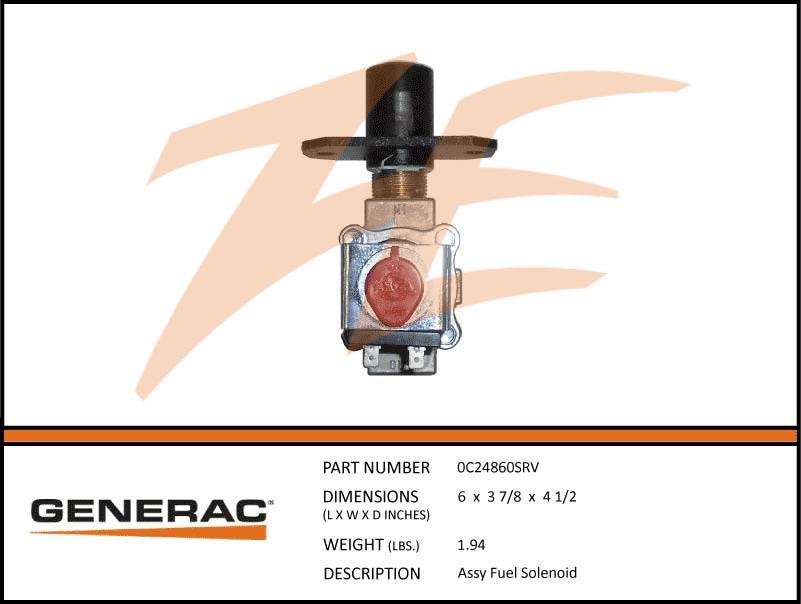 Generac 0C24860SRV Assembly Fuel SOLENOID Product is OBSOLETE Dropship