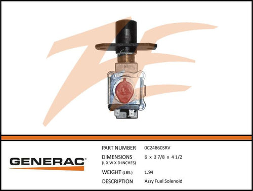 Generac 0C24860SRV  Assembly  Fuel SOLENOID Product is OBSOLETE Dropshipped from Manufacturer