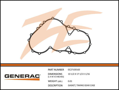 Generac 0C27100165 Gasket, TIMING GEAR CASE Product is OBSOLETE Dropshipped from Manufacturer