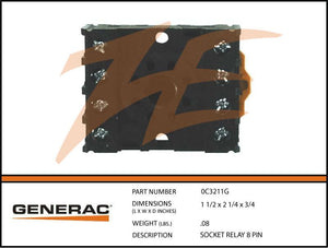 Generac 0C3211G SOCKET RELAY 8 PIN Dropshipped from Manufacturer