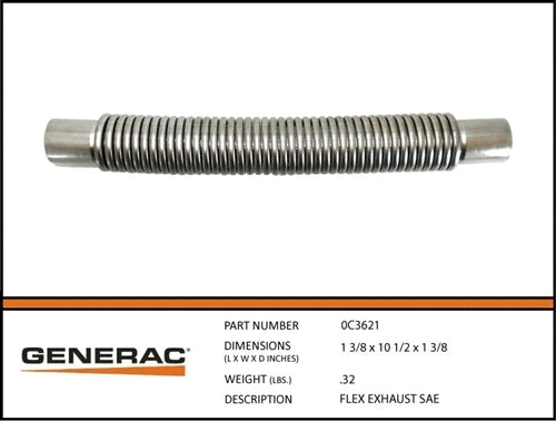 Generac 0C3621 FLEX Exhaust SAE Product is OBSOLETE Dropshipped from Manufacturer