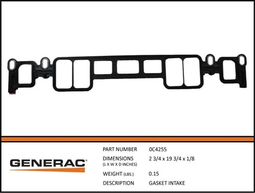 Generac 0C4255 Gasket INTAKE Product is OBSOLETE Dropshipped from Manufacturer