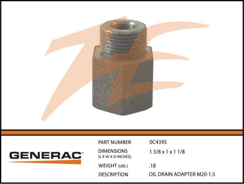 Generac 0C4395 Oil Drain Adapter M20-1.5 Product is OBSOLETE Dropshipped from Manufacturer