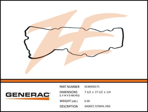 Generac 0C46930171 Gasket, FLYWHL HSG Product is OBSOLETE Dropshipped from Manufacturer