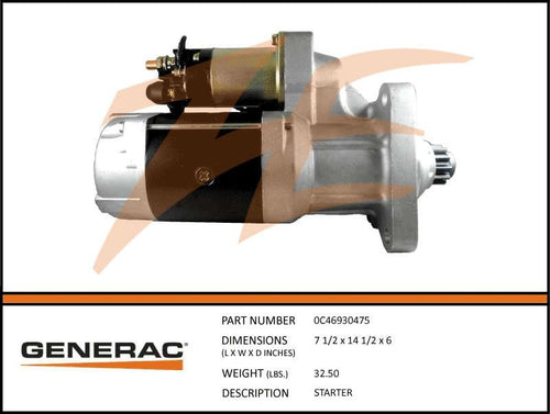 Generac 0C46930475 Starter Product is OBSOLETE Dropshipped from Manufacturer