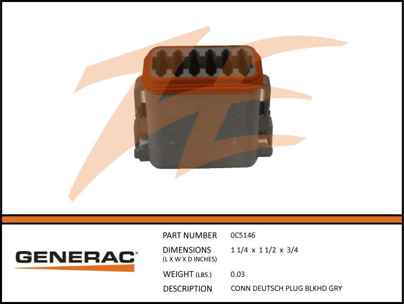 Generac 0C5146 Connector Deutsch Gry Product is OBSOLETE Dropshipped from Manufacturer