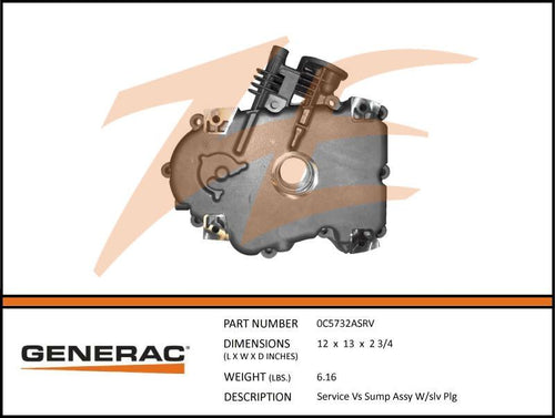 Generac 0C5732ASRV VS Sump Assembly Service w/ Slv Plg  Dropshipped from Manufacturer