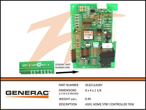 Generac 0C6211ASRV 7kW Home Standby Controller Assembly Product is OBSOLETE Dropshipped from Manufacturer OBSOLETE