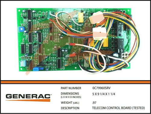 Generac 0C79960SRV TELECOM CONTROL BOARD (TESTED) Product is OBSOLETE Dropshipped from Manufacturer OBSOLETE