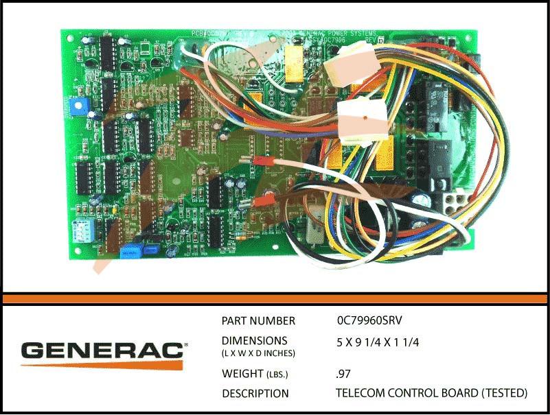 Generac 0C79960SRV TELECOM CONTROL BOARD (TESTED) Product is OBSOLETE Dropshipped from Manufacturer OBSOLETE