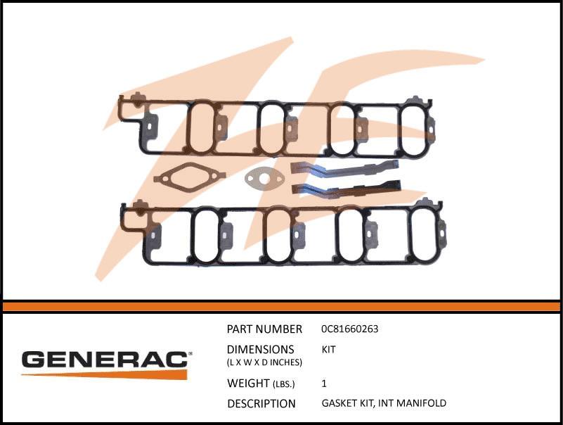 Generac 0C81660263 Gasket KIT, Intake MANIFOLD Product is OBSOLETE Dropshipped from Manufacturer OBSOLETE