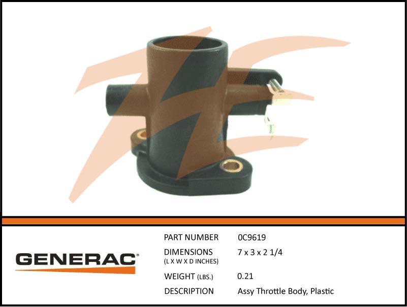 Generac 0C9619  Assembly  THROTTLE BODY, Plastic Dropshipped from Manufacturer