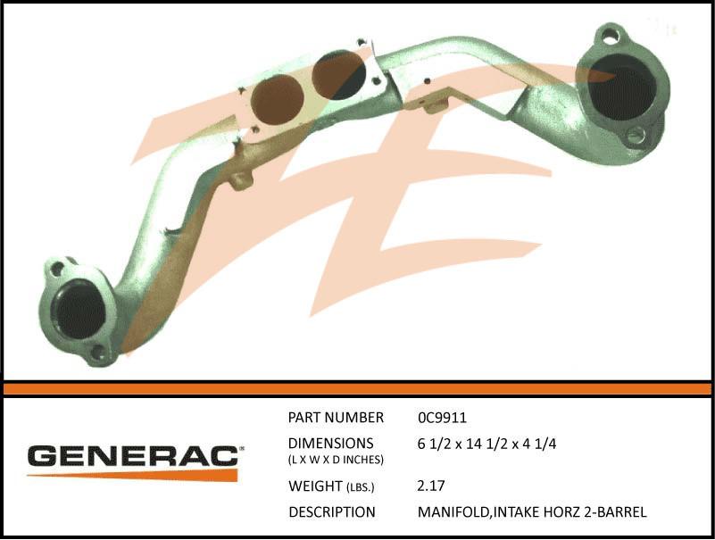 Generac 0J8893 Intake Manifold, HORIZ,2 BAR,MACH Dropshipped from Manufacturer