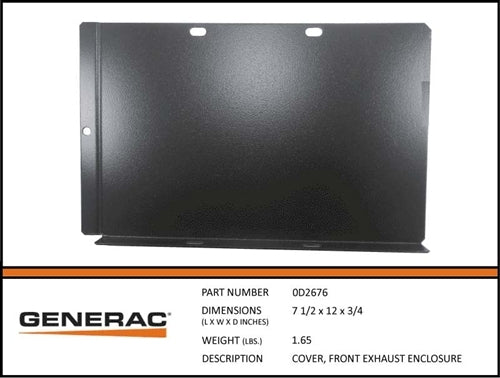 Generac 0D2676 Cover, Front  Exhaust ENCLOSURE Product is OBSOLETE Dropshipped from Manufacturer