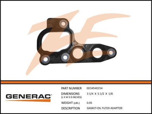 Generac 0D34540154 Gasket-Oil Filter Adaptor Product is OBSOLETE Dropshipped from Manufacturer