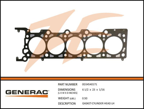 Generac 0D34540171 Gasket-CYLINDER HEAD LH Product is OBSOLETE Dropshipped from Manufacturer