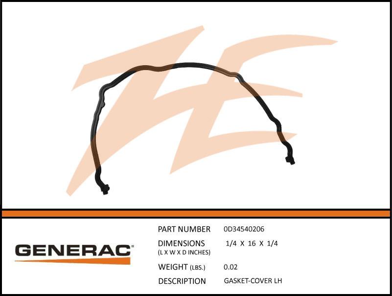 Generac 0D34540206 Gasket-Cover LH Product is OBSOLETE Dropshipped from Manufacturer