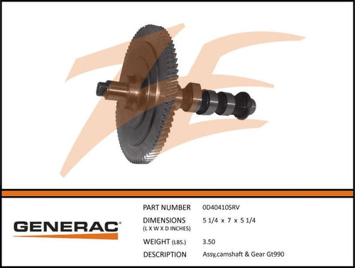 Generac 0D40410SRV Camshaft and Gear Assembly GT990 Product is OBSOLETE Dropshipped from Manufacturer OBSOLETE