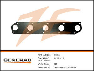 Generac 0D4255 Gasket, Exhaust MANIFOLD Dropshipped from Manufacturer