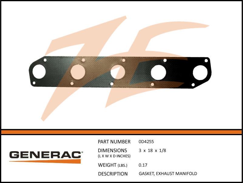 Generac 0D4255 Gasket, Exhaust MANIFOLD Dropshipped from Manufacturer