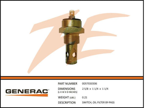 Generac 0D57030306 Oil Filter Bypass Switch Product is OBSOLETE Dropshipped from Manufacturer