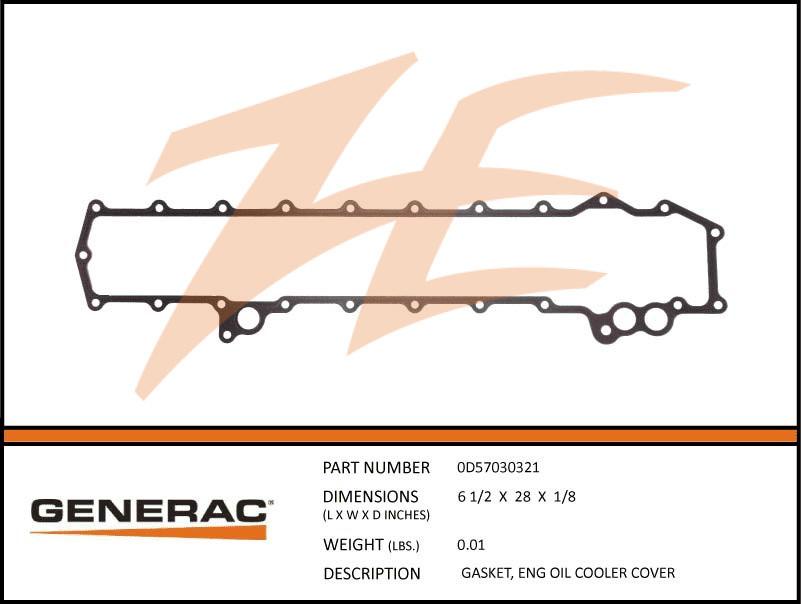 Generac 0D57030321 Engine Oil Cooler Cover Gasket Product is OBSOLETE Dropshipped from Manufacturer