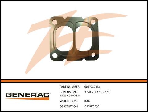 Generac 0D57030453 Gasket, T/C Product is OBSOLETE Dropshipped from Manufacturer OBSOLETE
