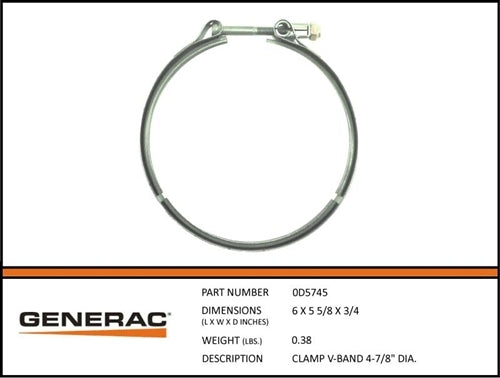 Generac 0D5745 V-Band Clamp 4-7/8