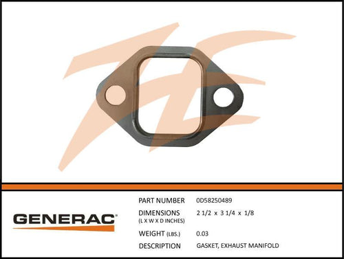 Generac 0D58250489 Gasket Exhaust MANIFOLD Product is OBSOLETE Dropshipped from Manufacturer
