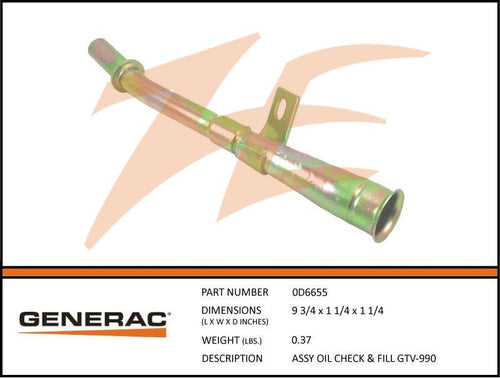 Generac 0D6655  Assembly  Oil CHECK & FILL GTV-990 Product is OBSOLETE Dropshipped from Manufacturer OBSOLETE