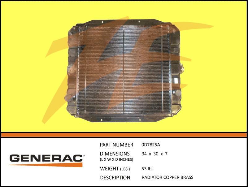 Generac 0D7825A RADIATOR COPPER BRASS Product is OBSOLETE Dropshipped from Manufacturer